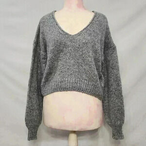 Urban Outfitters Long Bubble Sleeve Boxy Cropped Sweater